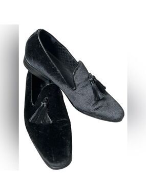 Carlo Morandi Blk Satin & Tassel Dress Formal Smoking Shoes - Size 9.5 D
